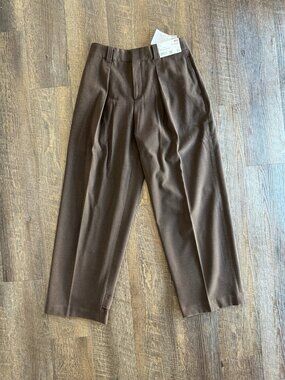 Uniqlo JW Anderson Brown Pleated Straight Pants - Size S, NWT